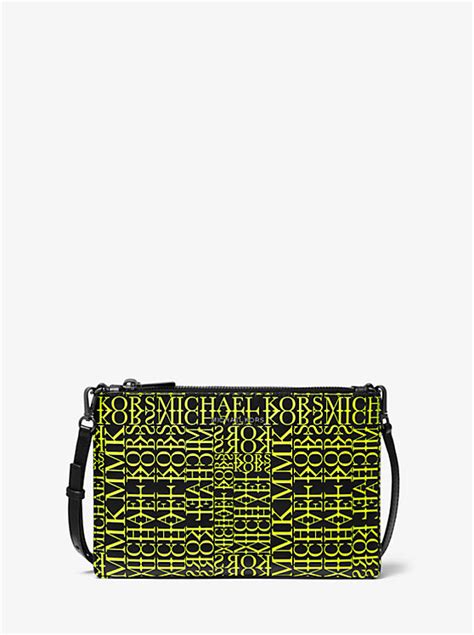 Adele Newsprint Logo Leather Crossbody Bag 